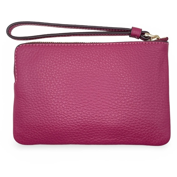 Coach Pink Pebbled Leather Wristlet Gold Hardware Trim NWT $110 Retail - Picture 3 of 11